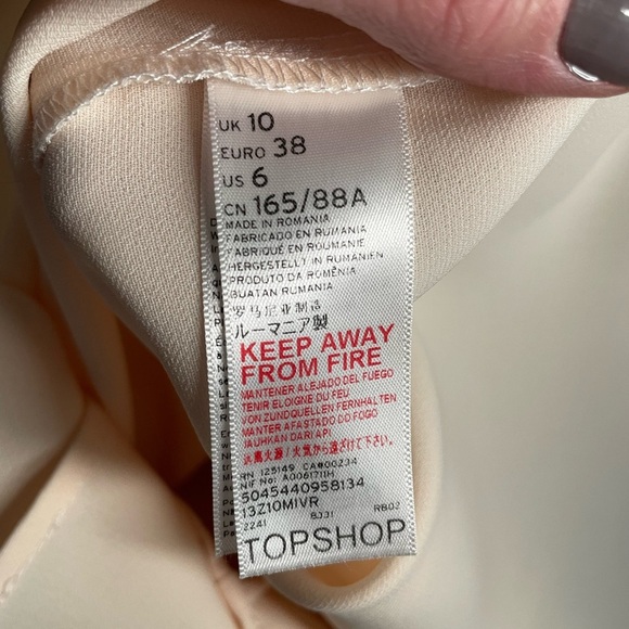 Topshop Blouse‎ Womens Peach Cold Shoulder Ruffle Half Sleeve High Neck Size 6 - Picture 7 of 10